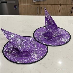 Purple metallic witches hat 
Set of 2